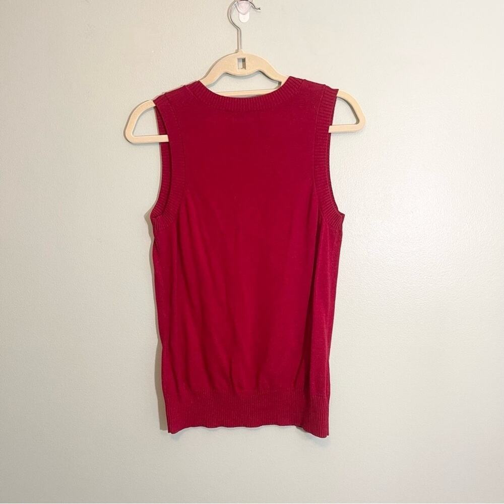 Express Womens V-Neck Sleeveless Ribbed Trim Knit Pullover Sweater Red Large - Picture 7 of 12